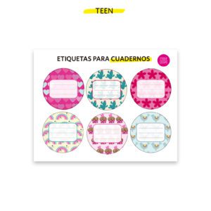 Etiquetas para cuadernos y carpetas TEEN Etiquecosas