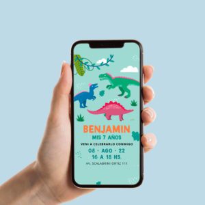 Invitación tarjeta Digital Ideal Whatsapp Dinosaurios ETIQUECOSAS