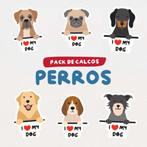 pack calcos vinilos stickers viaje perros etiquecosas