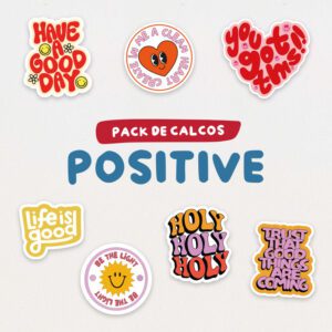 pack calcos vinilos stickers frases positivas etiquecosas